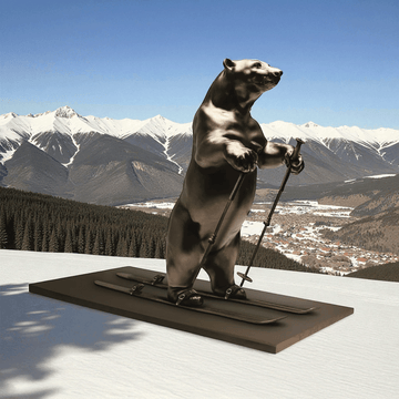 The Polar Bear Races on Skis (Bronze Sculpture)