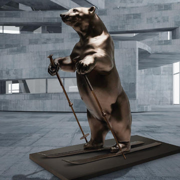 The Polar Bear Races on Skis (Bronze Sculpture)