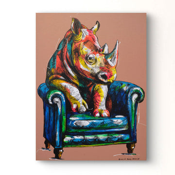 The Rhino Sat on It (Original Painting)