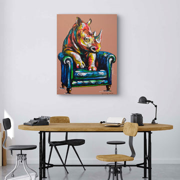 The Rhino Sat on It (Original Painting)