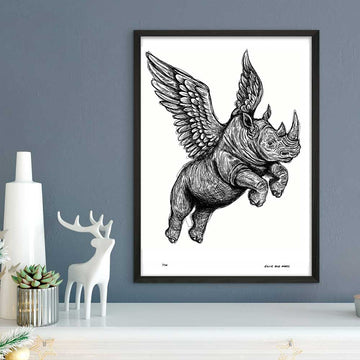 The Rhino Was Flying Very High (Giclee Canvas Print)