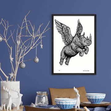 The Rhino Was Flying Very High (Giclee Canvas Print)
