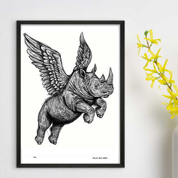 The Rhino Was Flying Very High (Giclee Canvas Print)