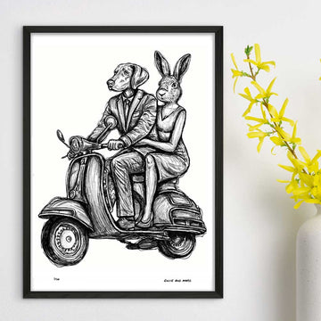 The Vespa Riders Were on a Mission (Giclee Canvas Print)