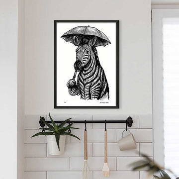The Zebra Is Singing in the Rain (Giclee Canvas Print)