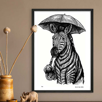 The Zebra Is Singing in the Rain (Giclee Canvas Print)
