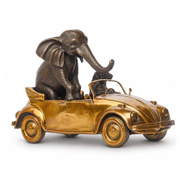 The Bengal Tiger and Sumatran Elephant Race Against Time in the Beatle (Bronze Sculpture, Small)