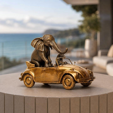 The Bengal Tiger and Sumatran Elephant Race Against Time in the Beatle (Bronze Sculpture, Small)