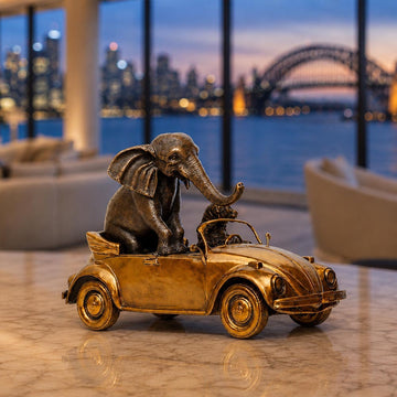 The Bengal Tiger and Sumatran Elephant Race Against Time in the Beatle (Bronze Sculpture, Small)