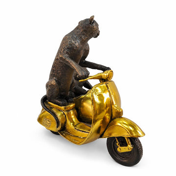 The Cheetah and Hairy Nosed Wombat Race Against Time in the Vespa Side Car (Bronze Sculpture, Small)