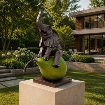 The Elephant and the Pear (Bronze Sculpture, Mid-Size)