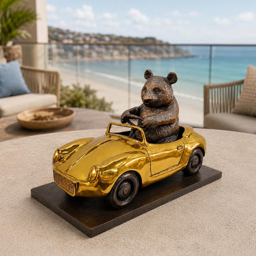 The Giant Panda Races Against Time in the Convertible (Bronze Sculpture, Small)