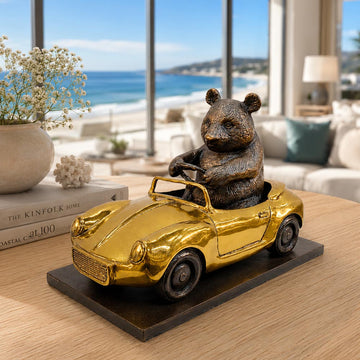 The Giant Panda Races Against Time in the Convertible (Bronze Sculpture, Small)