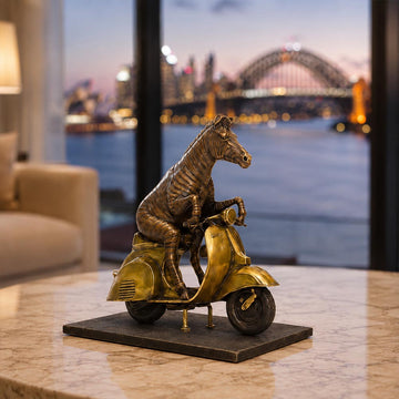 The Grevy's Zebra Races Against Time on the Vespa (Bronze Sculpture, Small)