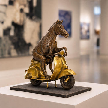 The Grevy's Zebra Races Against Time on the Vespa (Bronze Sculpture, Small)