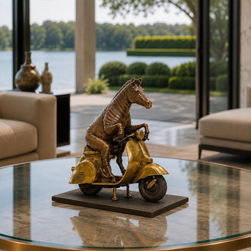 The Grevy's Zebra Races Against Time on the Vespa (Bronze Sculpture, Small)