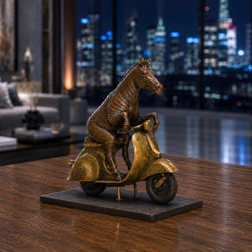 The Grevy's Zebra Races Against Time on the Vespa (Bronze Sculpture, Small)