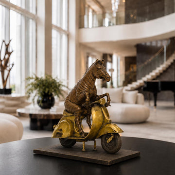 The Grevy's Zebra Races Against Time on the Vespa (Bronze Sculpture, Small)