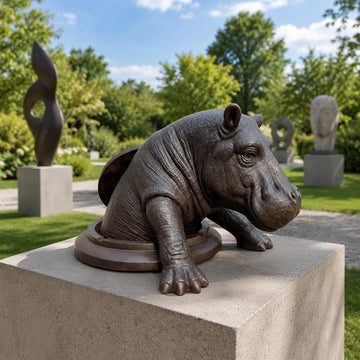 The Hippo Came Out to See the World (Bronze Sculpture, Mid-Size)