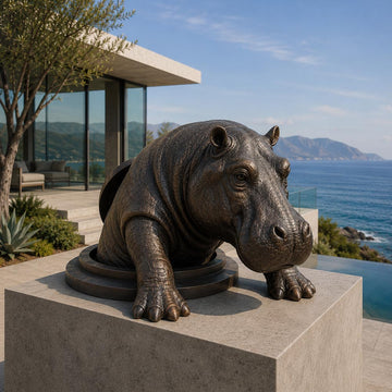 The Hippo Came Out to See the World (Bronze Sculpture, Mid-Size)