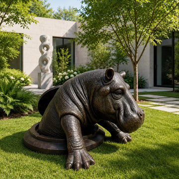 The Hippo Came Out to See the World (Bronze Sculpture, Mid-Size)