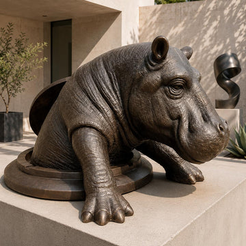 The Hippo Came Out to See the World (Bronze Sculpture, Mid-Size)