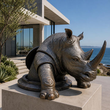 The Rhino Came Out to See the World (Bronze Sculpture, Mid-Size)
