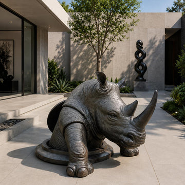 The Rhino Came Out to See the World (Bronze Sculpture, Mid-Size)