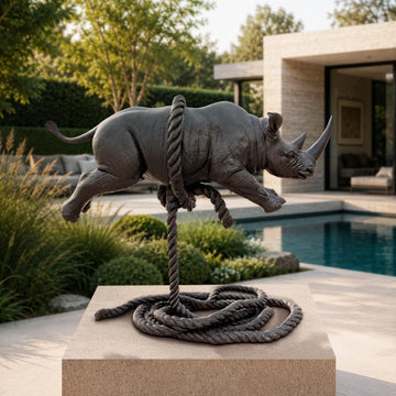 The Rhino Was Ready to Take Off (Bronze Sculpture, Mid-Size)