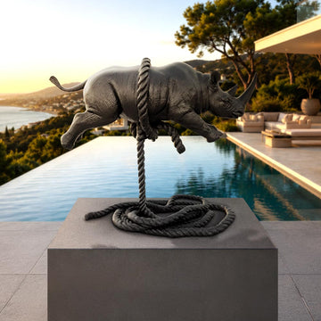 The Rhino Was Ready to Take Off (Bronze Sculpture, Mid-Size)