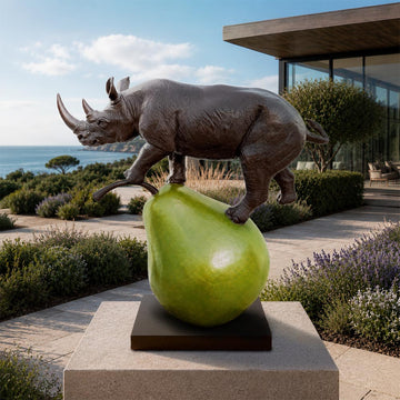The Rhino and the Pear (Bronze Sculpture, Mid-Size)