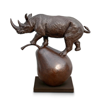 The Rhino and the Pear (Bronze Sculpture, Mid-Size)