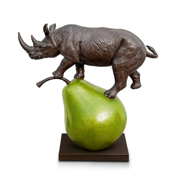 The Rhino and the Pear (Bronze Sculpture, Mid-Size)