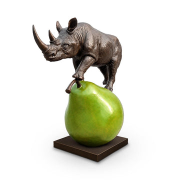 The Rhino and the Pear (Bronze Sculpture, Mid-Size)