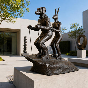 The Ski Lovers in Love (Bronze Sculpture, Mid-Size)