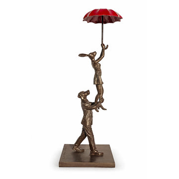 The Umbrella Flyers (Bronze Sculpture, Miniature Collection)