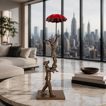 The Umbrella Flyers (Bronze Sculpture, Miniature Collection)