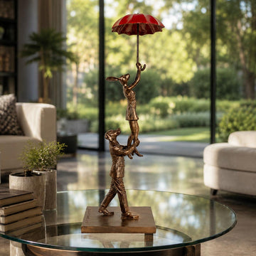 The Umbrella Flyers (Bronze Sculpture, Miniature Collection)