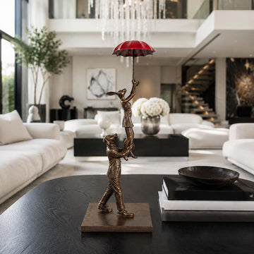 The Umbrella Flyers (Bronze Sculpture, Miniature Collection)