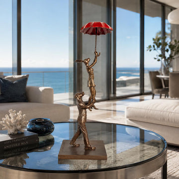 The Umbrella Flyers (Bronze Sculpture, Miniature Collection)
