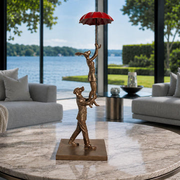 The Umbrella Flyers (Bronze Sculpture, Miniature Collection)