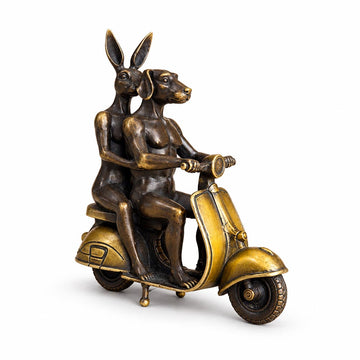 The Vespa Riders Forever (Bronze Sculpture, Miniature)