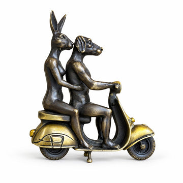 The Vespa Riders Forever (Bronze Sculpture, Miniature)