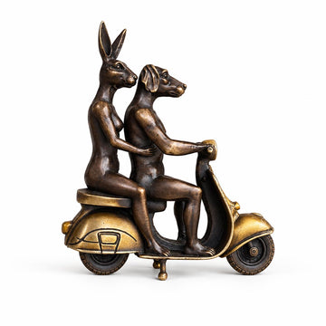 The Vespa Riders Forever (Bronze Sculpture, Miniature)