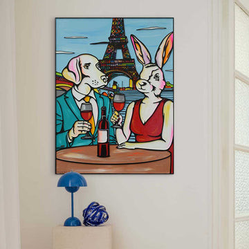 They Loved Their Pinot in Paris (Original Painting)