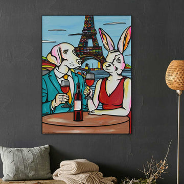 They Loved Their Pinot in Paris (Original Painting)
