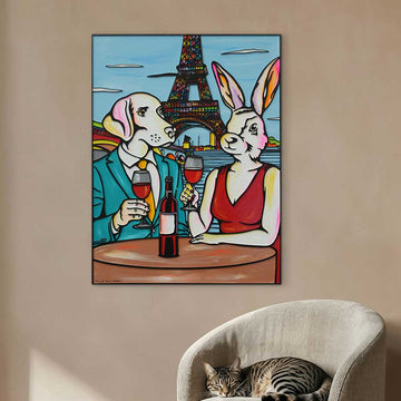 They Loved Their Pinot in Paris (Original Painting)