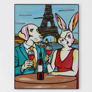 They Loved Their Pinot in Paris (Original Painting)