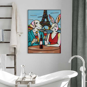 They Loved Their Pinot in Paris (Original Painting)