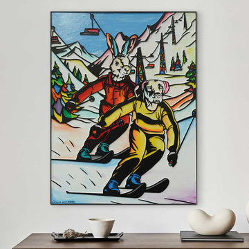 They Were Ski Lovers on a Mission (Original Painting)